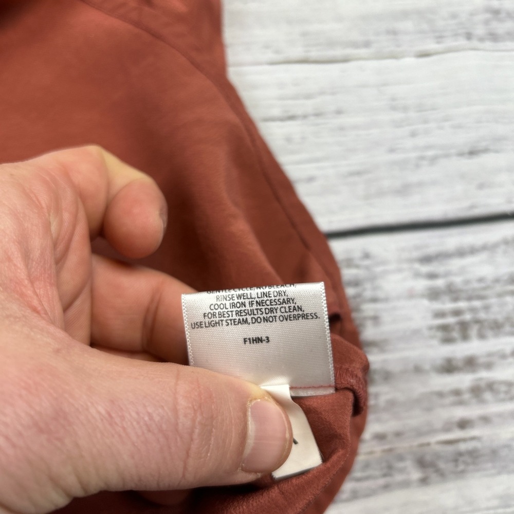 Eileen Fisher Shirt Womens Small Red Salmon 100% Silk Popover Blouse Long Sleeve - Picture 7 of 9